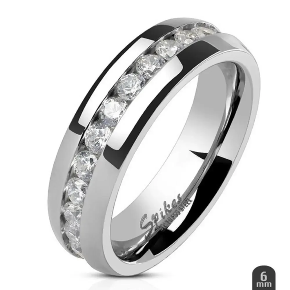 New stainless steel‎ CZ ring size 5